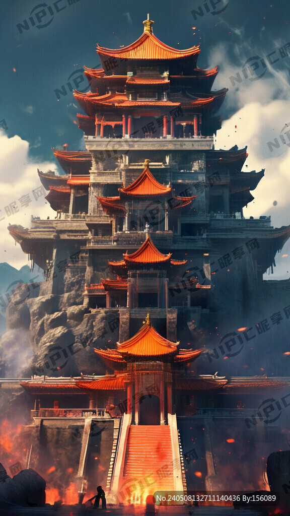 宫殿 火焰 仰视 气势恢宏