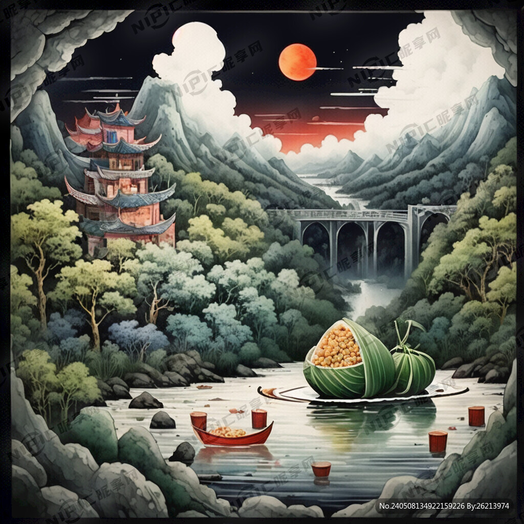 中国风 端午节 清新的粽子