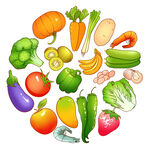 卡通蔬菜水果全民营养周食物插画