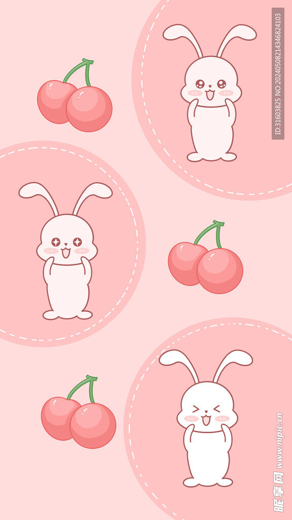 卡通樱桃兔子壁纸