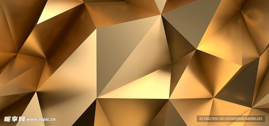 金色立方体几何背景图