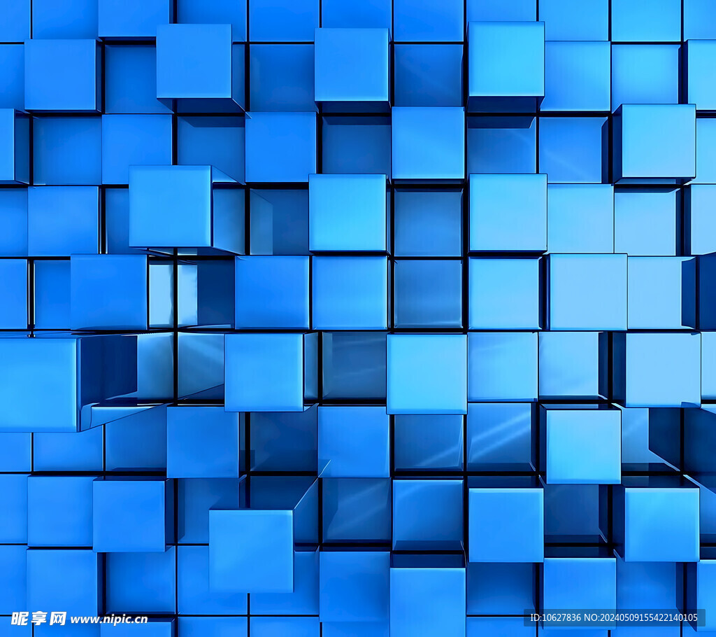 蓝色立方体几何大气图片