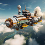 用乐高构建蒸气朋克世界的飞艇，在云中飞行、