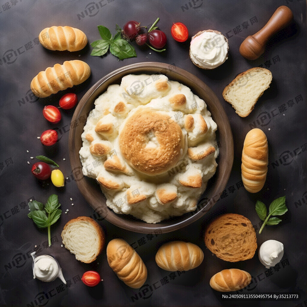 写实面包糠俯视图