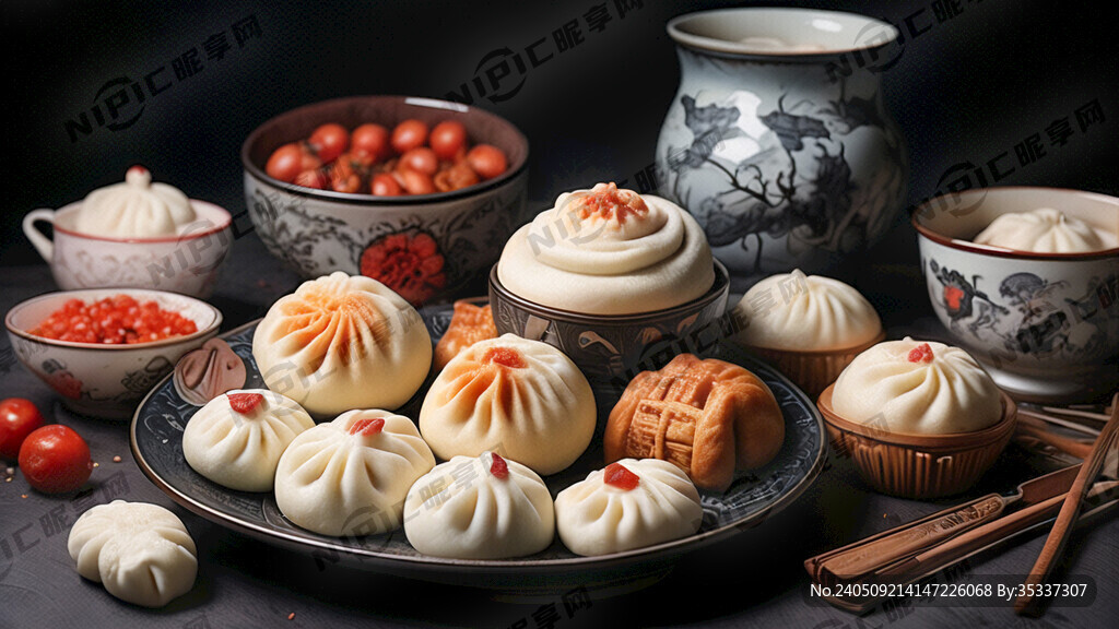 中国风 中国画 里面有包子