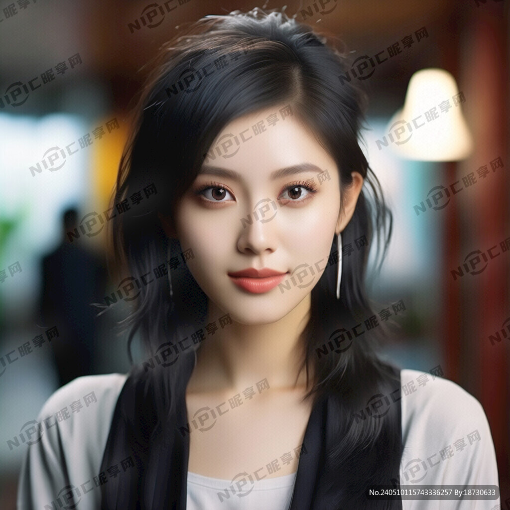 五官端正 漂亮的女士 白色背景