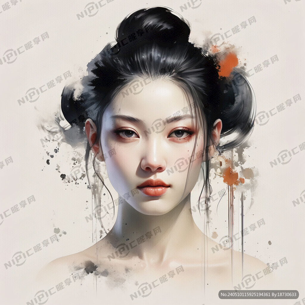 中国女性 黑色齐肩头发