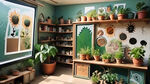 种子屋，小学生体验中心，让种子去旅行，种子介绍，种子的生长过程，要求童趣，生动活泼，室内效果，种子展示，墙面种子展示，内部空间展示，蕨类植物，活动主题