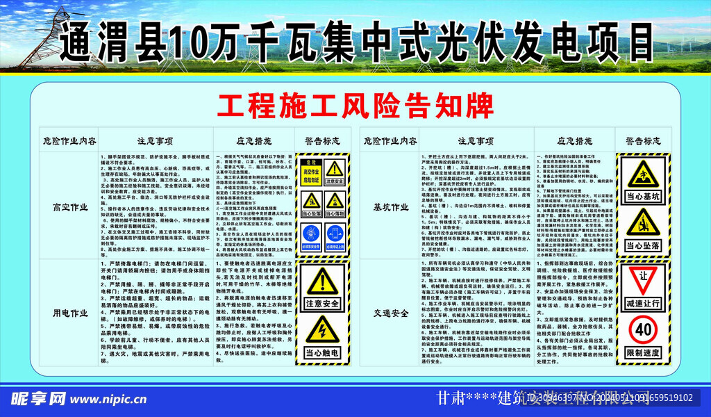 工程施工风险告知牌