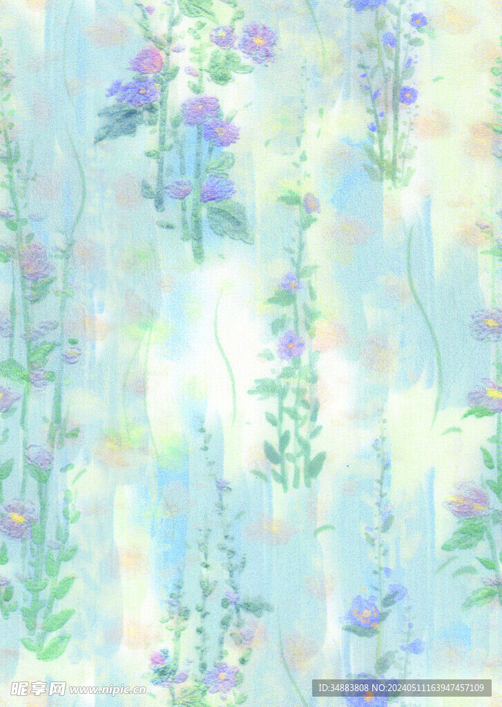 枝叶水彩花