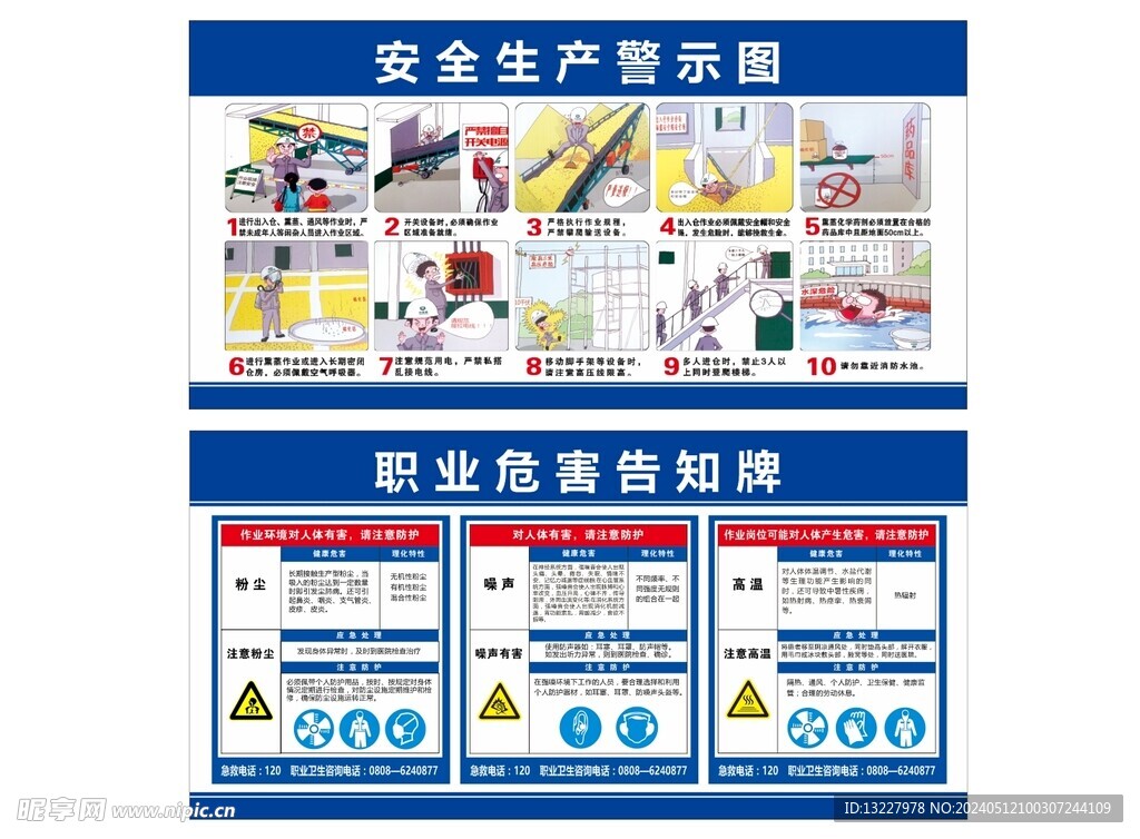 安全生产警示图 职业危害告知牌