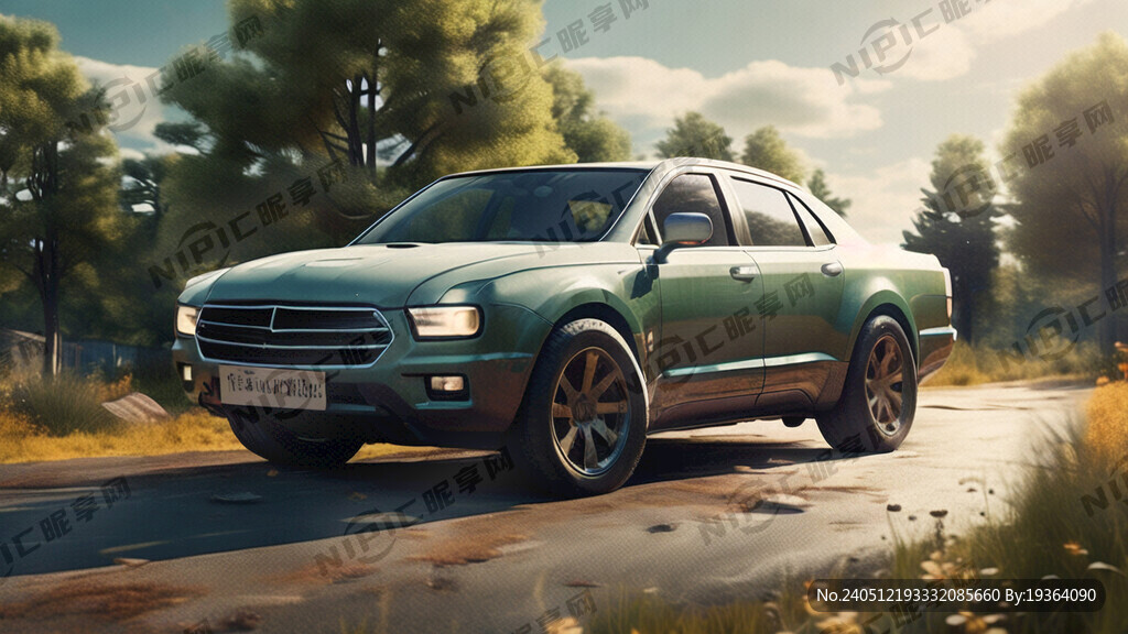 车身上印着品牌广告 在野外