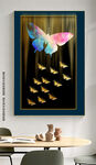 现代金箔抽象蝴蝶意境客厅装饰画