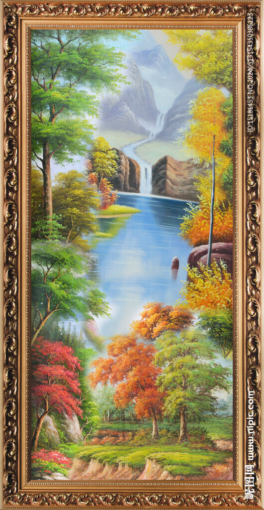 聚宝盆山水画 