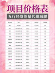美容项目价格表