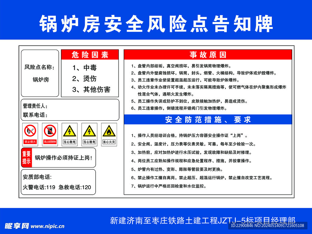 锅炉房安全风险点告知牌