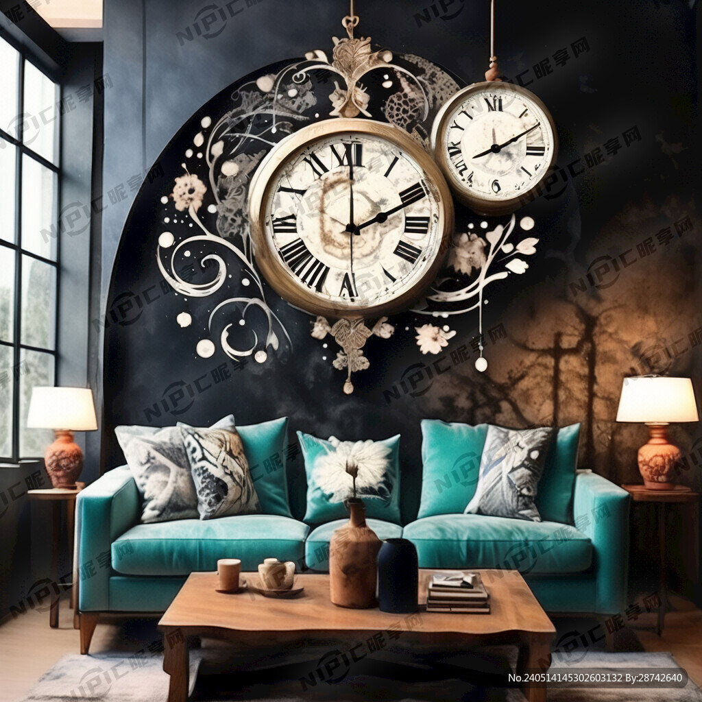 花型图案激光雕刻客厅创意挂钟