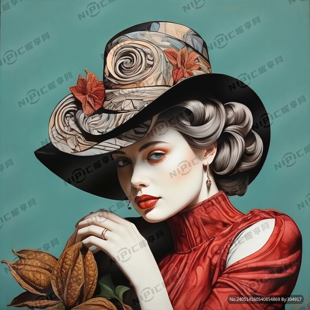 线条画美女欧式可可豆