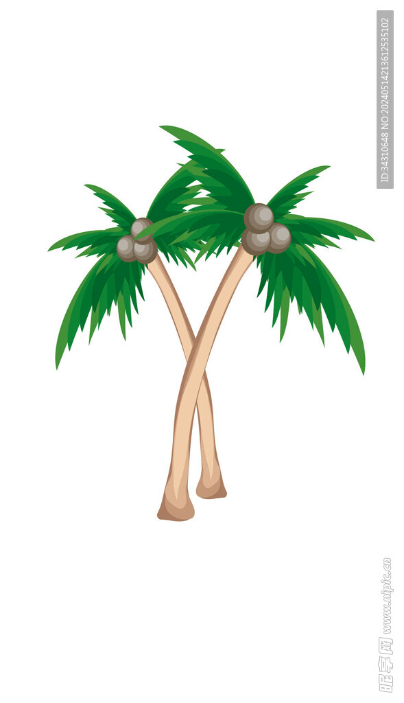 椰树椰子海边树木植物矢量元素