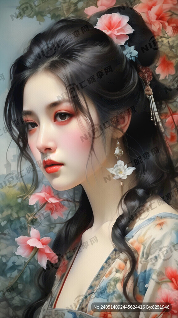 中国簪花西施