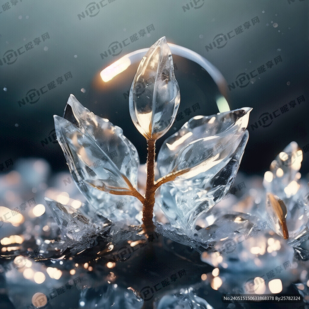 黄金比例构成 一颗冰晶茉莉花