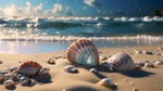 海边沙滩，珍珠贝壳，珍珠