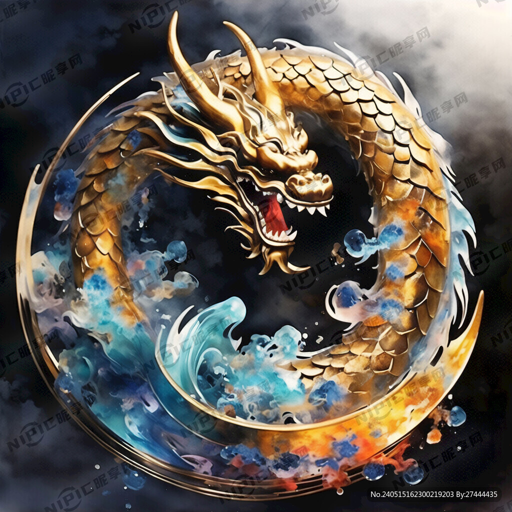 金色水晶中国龙 祥云环绕