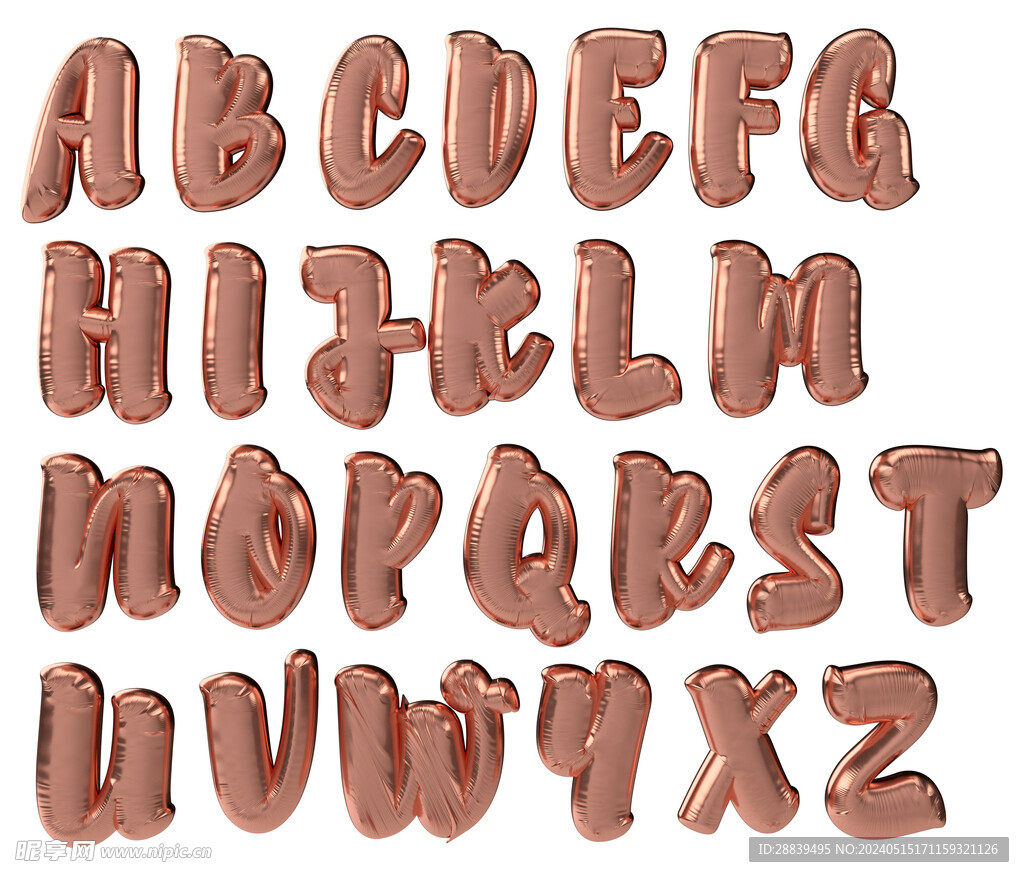 粉色立体字母