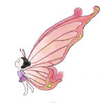 长蝴蝶翅膀起舞的芭蕾舞女孩