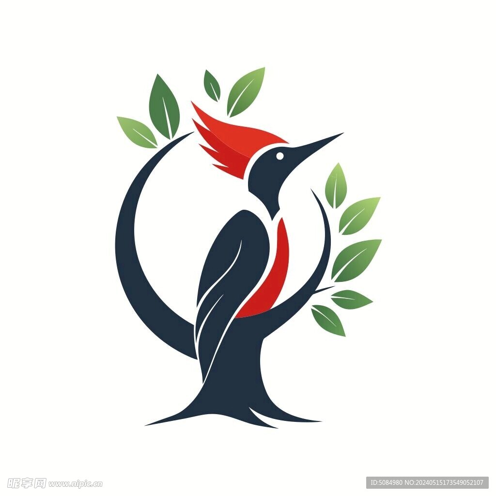 以啄木鸟为创意的简洁logo