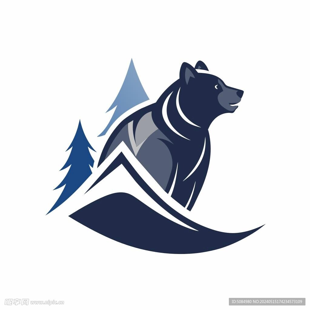 以灰熊为创意的简洁logo