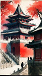 北京故宫 手绘 壮美景色 构图层次丰富 华丽高光 正视图 水墨色彩
