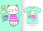 猫咪卡通T恤印花