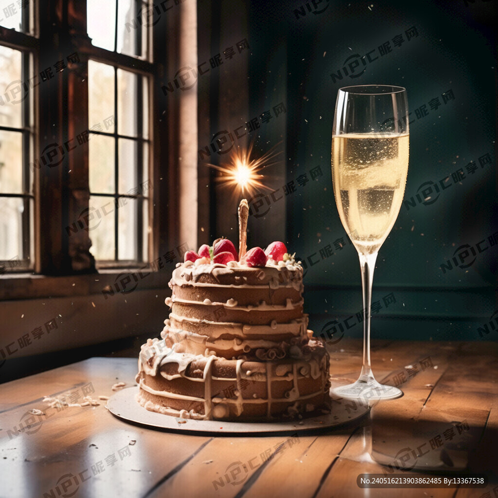 打开香槟 生日蛋糕  嘭嘭嘭