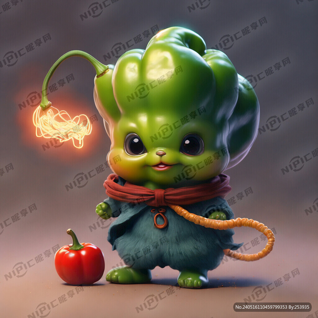 一只可爱的小辣椒 脚踏筋斗云。