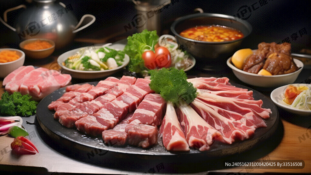 自助餐烧鲜切牛肉高清图