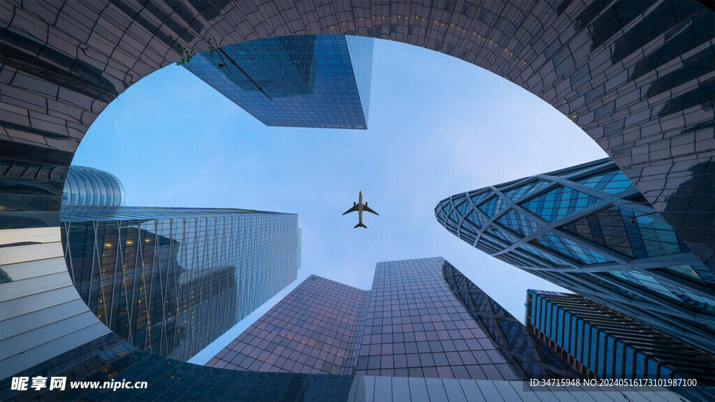 仰视高楼空间背景