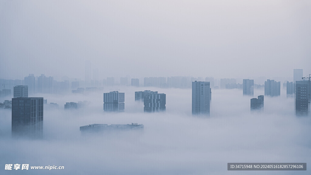 雾中的现代建筑