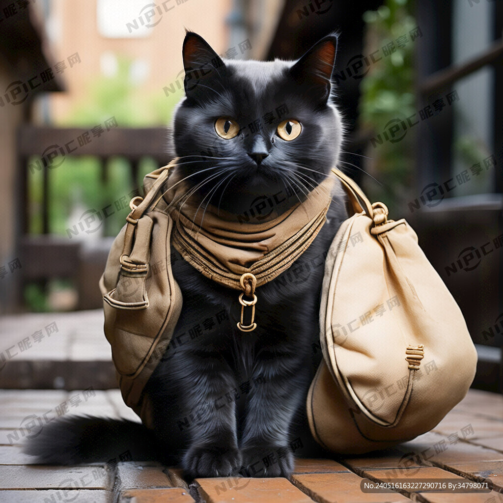 布袋 猫咪 黑猫