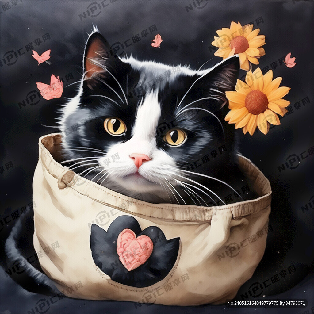 口袋 猫咪 黑猫
