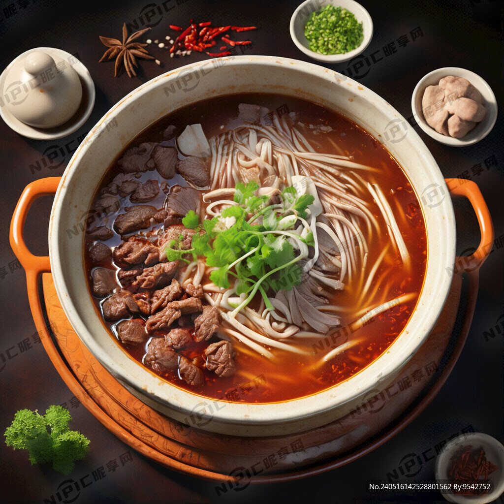 乐山翘脚牛肉汤锅 俯视图