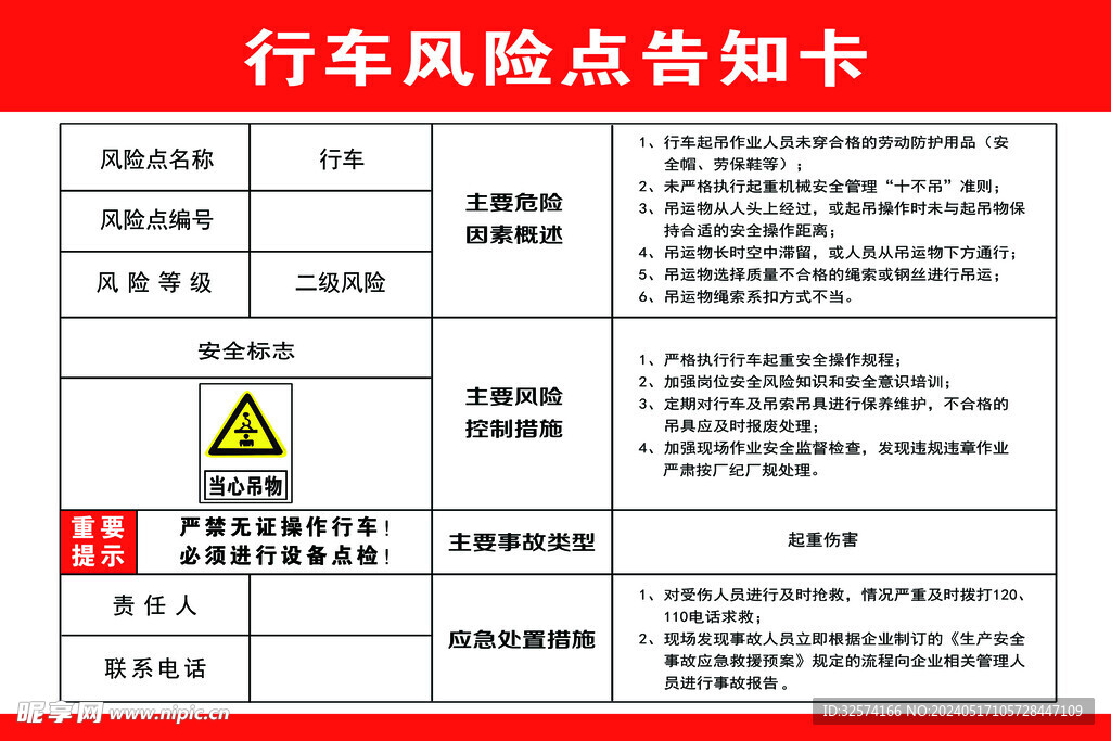 行车风险点告知卡