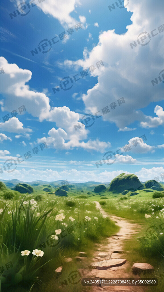 蓝天白云 阳光明媚 青草茂盛