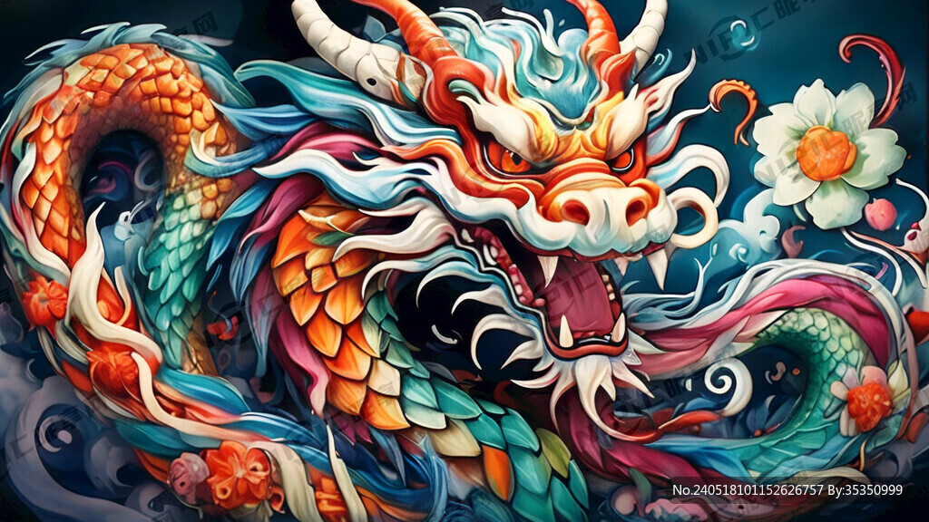 手绘龙 蜿蜒向上 有龙鳞 新年