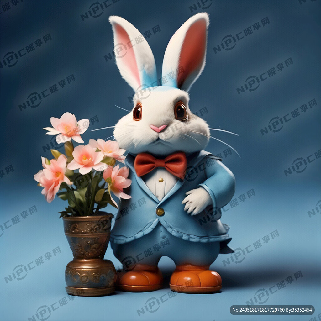 蓝色背景 兔八哥