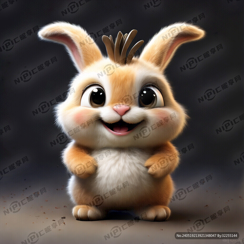卡爱 卡通小兔子 大眼睛 微笑