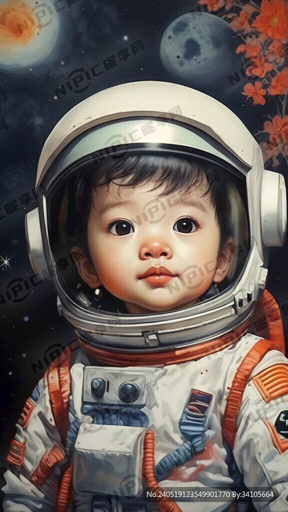 生成可爱画风的太空宇航员