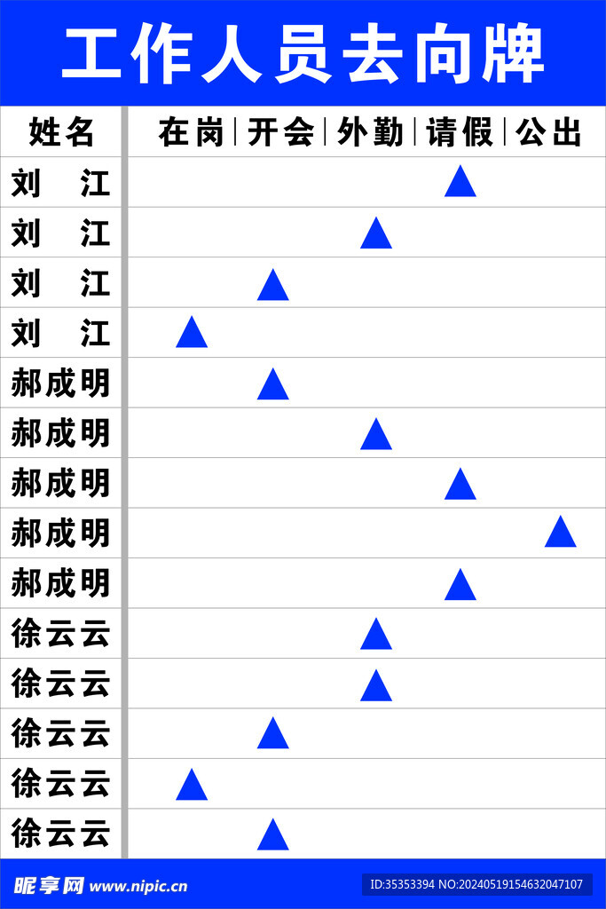 去向牌