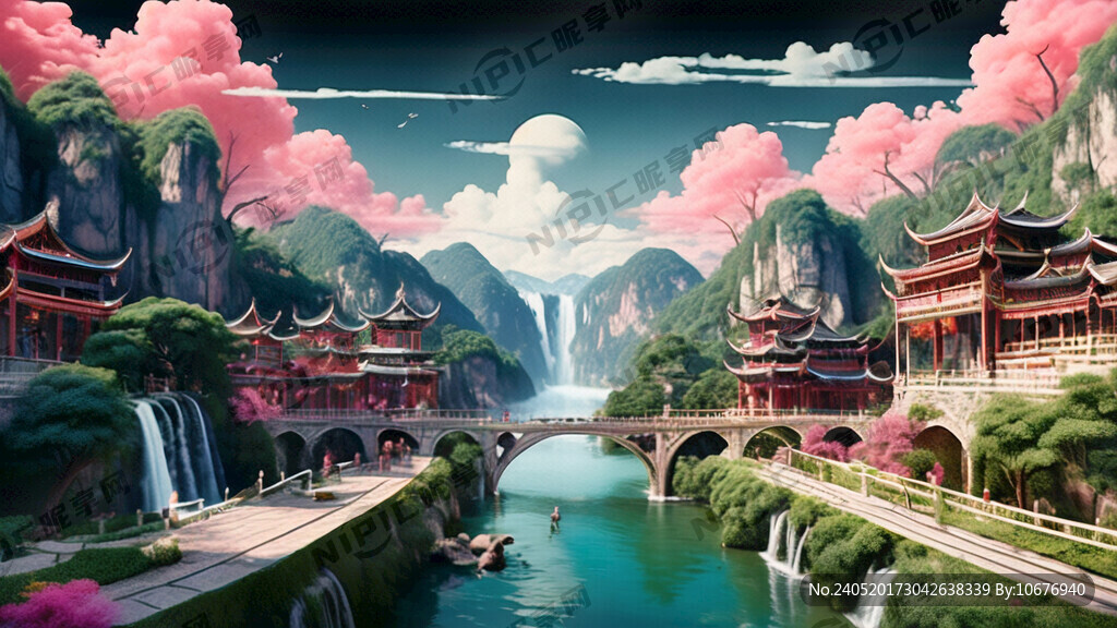 游戏梦幻唯美新中式贵州风景