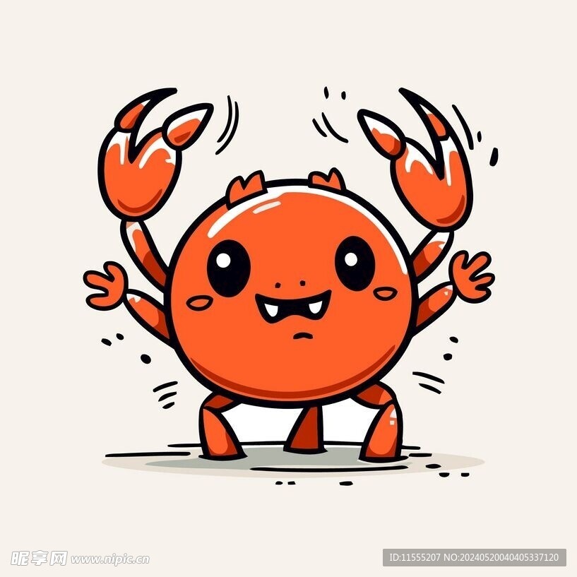 可爱螃蟹卡通画儿童插画